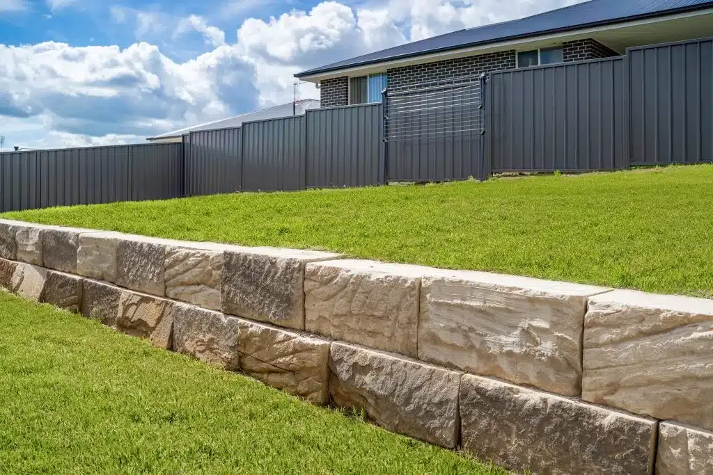 Finished sandstone retaining wall
