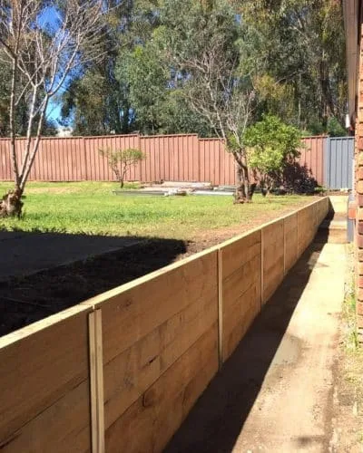 Timber retaining wall installation